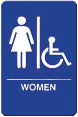 Winco SGNB-651B 6" x 9" Information Sign (Braille) - "Women/Accessible"
