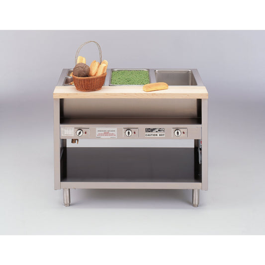 Dinex DXPDME6SS 86" x 32" x 34" 6-Well Aluminum ServeXpress Stationary Semi-Enclosed Base Hot Food Table