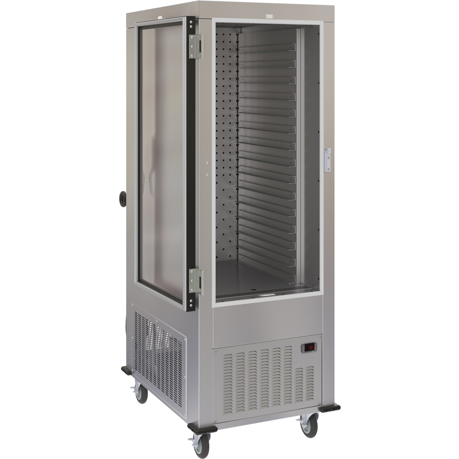 Dinex DXPACR15LCL Stainless Steel Air Curtain Refrigerator with Left Hinged Clear Door