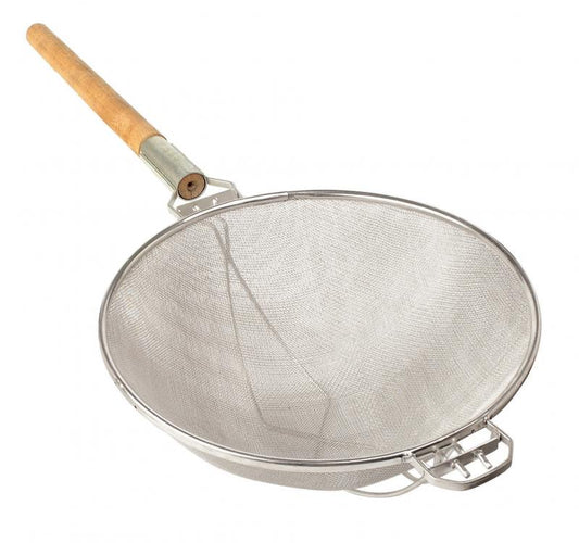 Omcan 81004 12" Stainless Steel Mesh Strainer with Reinforced Double Mesh and Round Handle