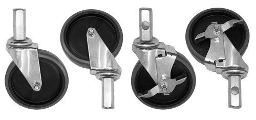Omcan 31431 Wheels for Bun Racks - 4 pc. per set; 2 with brakes and 2 without brakes