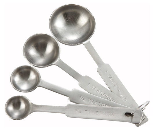 Winco MSPD-4X Stainless Steel 4-Piece Deluxe Measuring Spoon Set