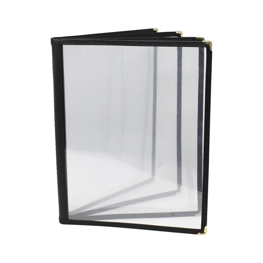 Omcan 39806 9 1/2" x 11 3/4" Black Four-Page Menu Holder
