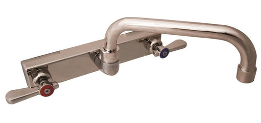 BK Resources EVO-8SM-14 Stainless Steel Evolution 8" Splash Mount Faucet, 14" Swing Spout