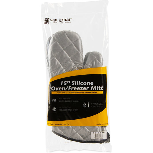 San Jamar 801SG15 15" Silver Silicone Oven/Freezer Mitt