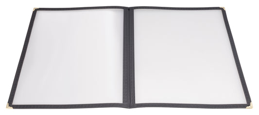 Winco PMCD-9K 9-3/8" x 12-1/8" Black Double Fold Menu Cover