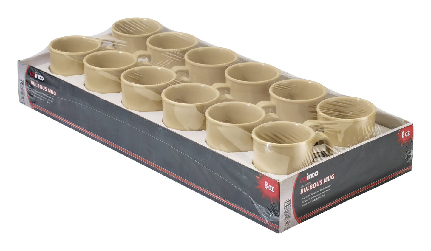 Winco MMU-8 8 oz. Tan Melamine Bulbous Mugs