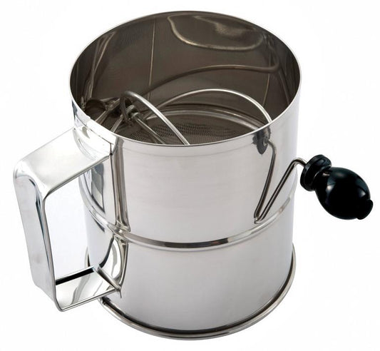 Omcan 80424 6" x 6 6/8" Stainless Steel Rotary Sifter with 8-cup Capacity