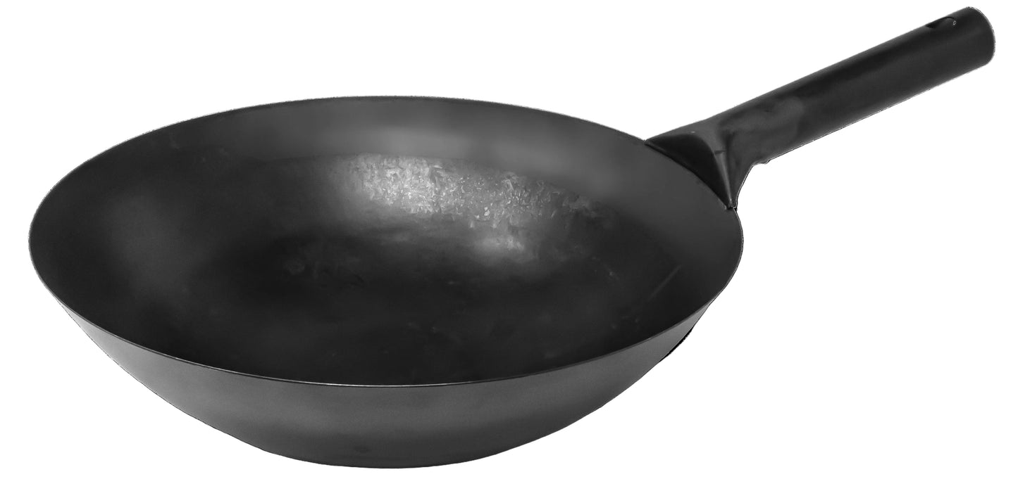 Omcan 47860 16" Black Iron Mandarin Wok, Welded Joint