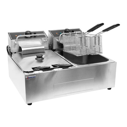 Omcan 39372 6 Qt (7 Liters) Electric Double Countertop Fryer