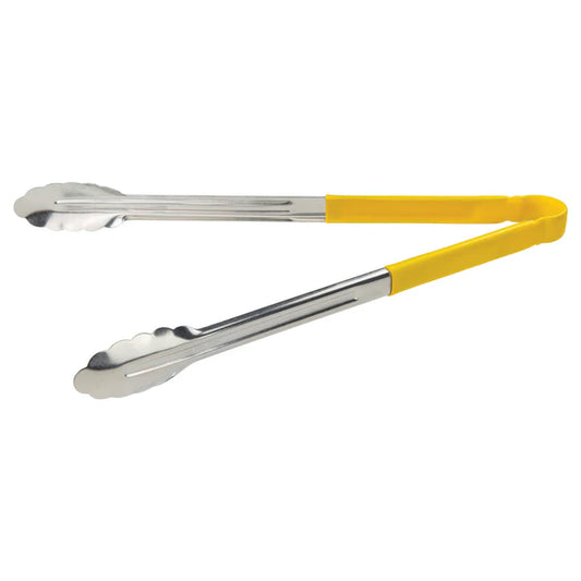 Winco UT-16HP-Y 16" Yellow Stainless Steel Utility Tong, Polypropylene Handle