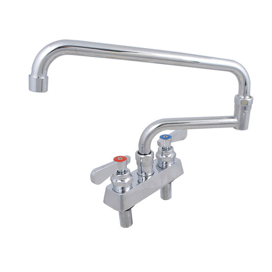 BK Resources EVO-4DM-18 Stainless Steel Evolution 4" Deck Mount Faucet, 18" Swing Spout