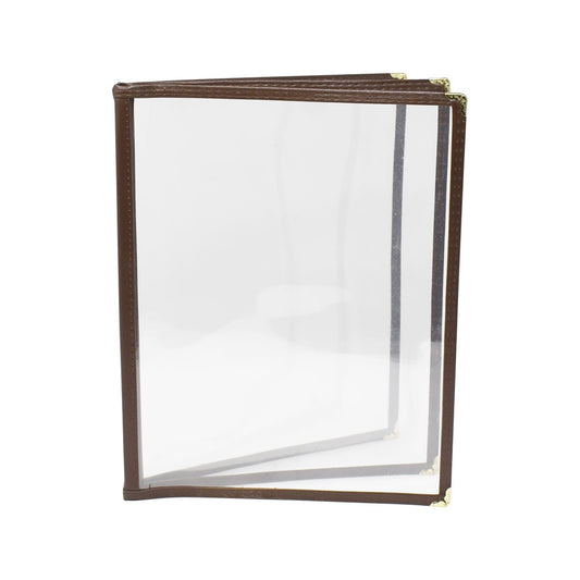Omcan 39805 9 1/2" x 11 3/4" Brown Three-Page Menu Holder