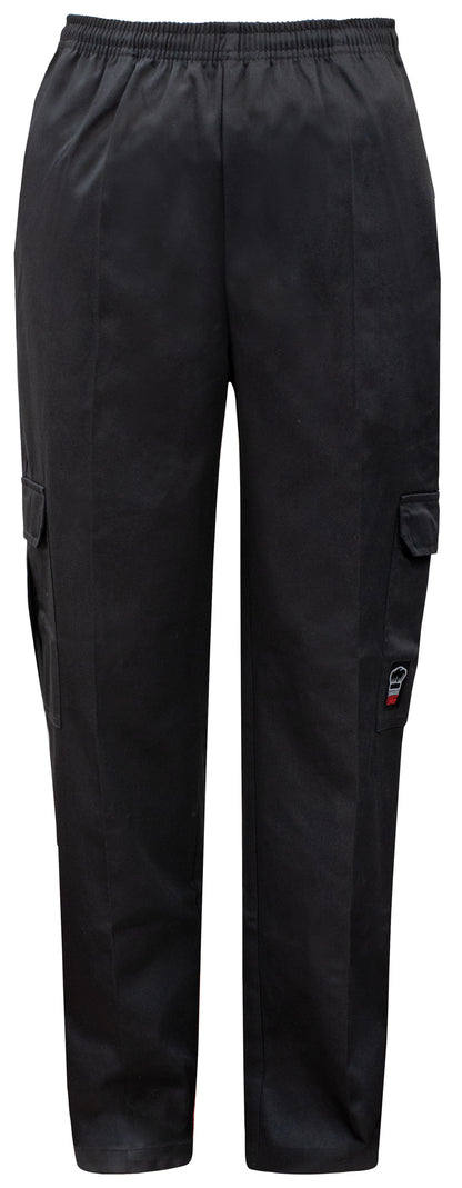 Winco UNF-11KL Large Black Cargo Chef Pants
