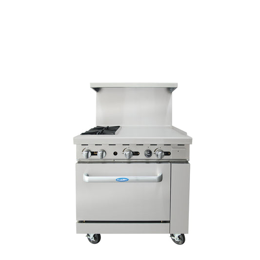 Atosa AGR-2B24GR-NG 36" Natural Gas Two Burner Gas Range with 24" Griddle