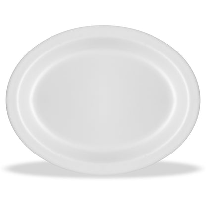 Carlisle KL12702 12" x 9" White Kingline Melamine Oval Platter Tray