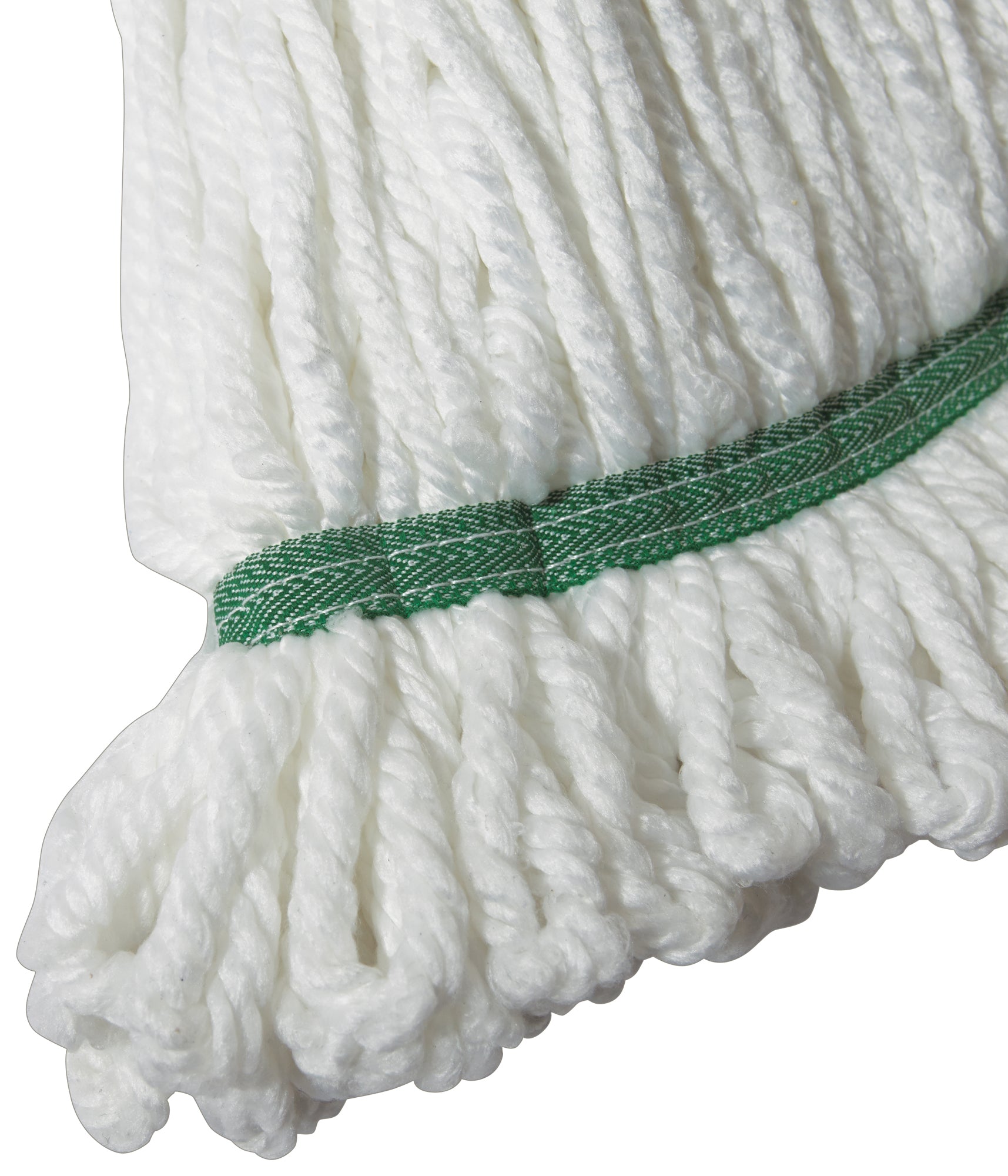 Winco MOPM-M Medium White with Green Bands Microfiber Mop Head