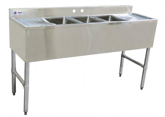 Omcan 25274 Under Bar Sink with 3 Compartments with Two Drain Boards