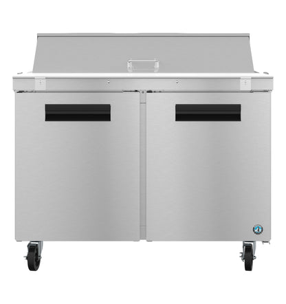 Hoshizaki SR48B-12 Two Section Stainless Doors Sandwich Prep Table Refrigerator