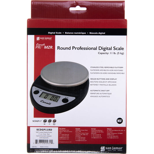 San Jamar SCDGP11RD 11 lb/5 kg Red NSF Listed Digital Scale