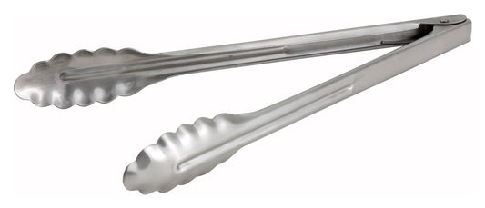 Winco UT-12HT 12" Stainless Steel Utility Tong, Extra Heavyweight