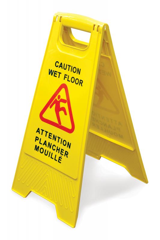 Omcan 24415 Yellow Plastic Wet Floor Caution Sign- English/French