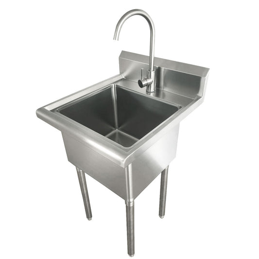 Omcan 44593 Laundry Sink with Faucet and Drain Basket