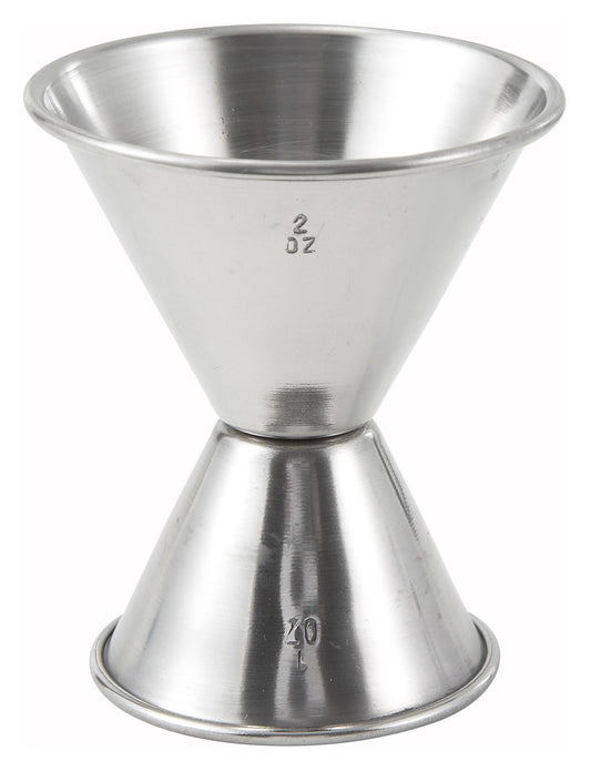Winco J-5 1 oz. x 2 oz. Stainless Steel Jigger