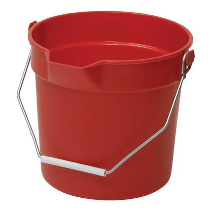 Winco UPP-10R 10 Qt. Red Utility Pail with Pour Spout and Molded Graduations