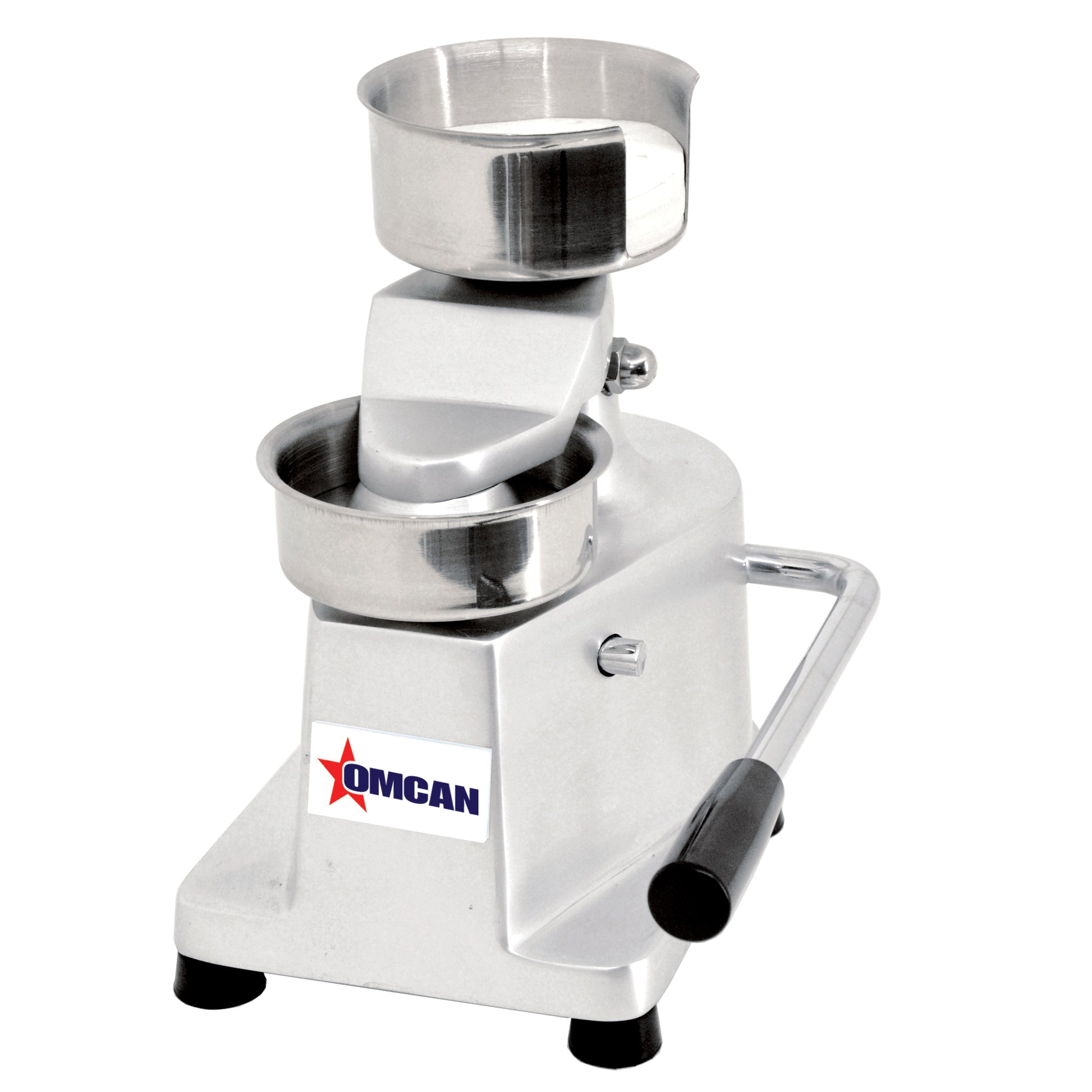 Omcan 21573 Top-Down Press Patty Maker with Rear-Mounted Paper Holder with 5.2" Diameter