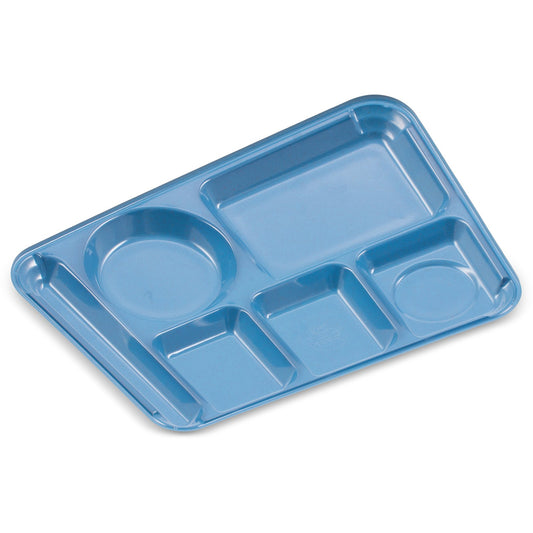 Carlisle 4398192 10" x 14" Sandshade 6-Compartment Melamine Left-Hand Heavyweight Tray