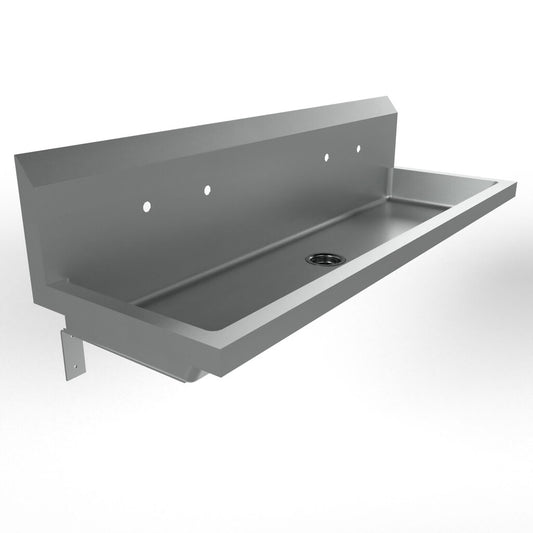 BK Resources MSHSA-60W2 60" 2-Station Stainless Steel Wall-Mount Handwash Sink with 8" O.C. Splash Mount