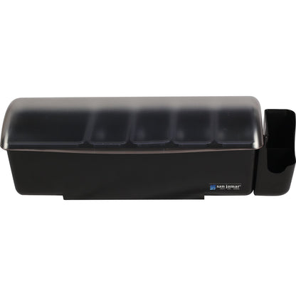San Jamar BD4005E 8 Pint Black 5-Tray Dome Garnish Center