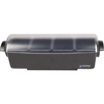 San Jamar BD4004 12 Pint Black 4-Tray The Dome Condiment Center