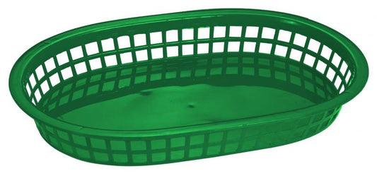 Omcan 80354 10" x 7" Green Oval Plastic Fast Food Serving Basket