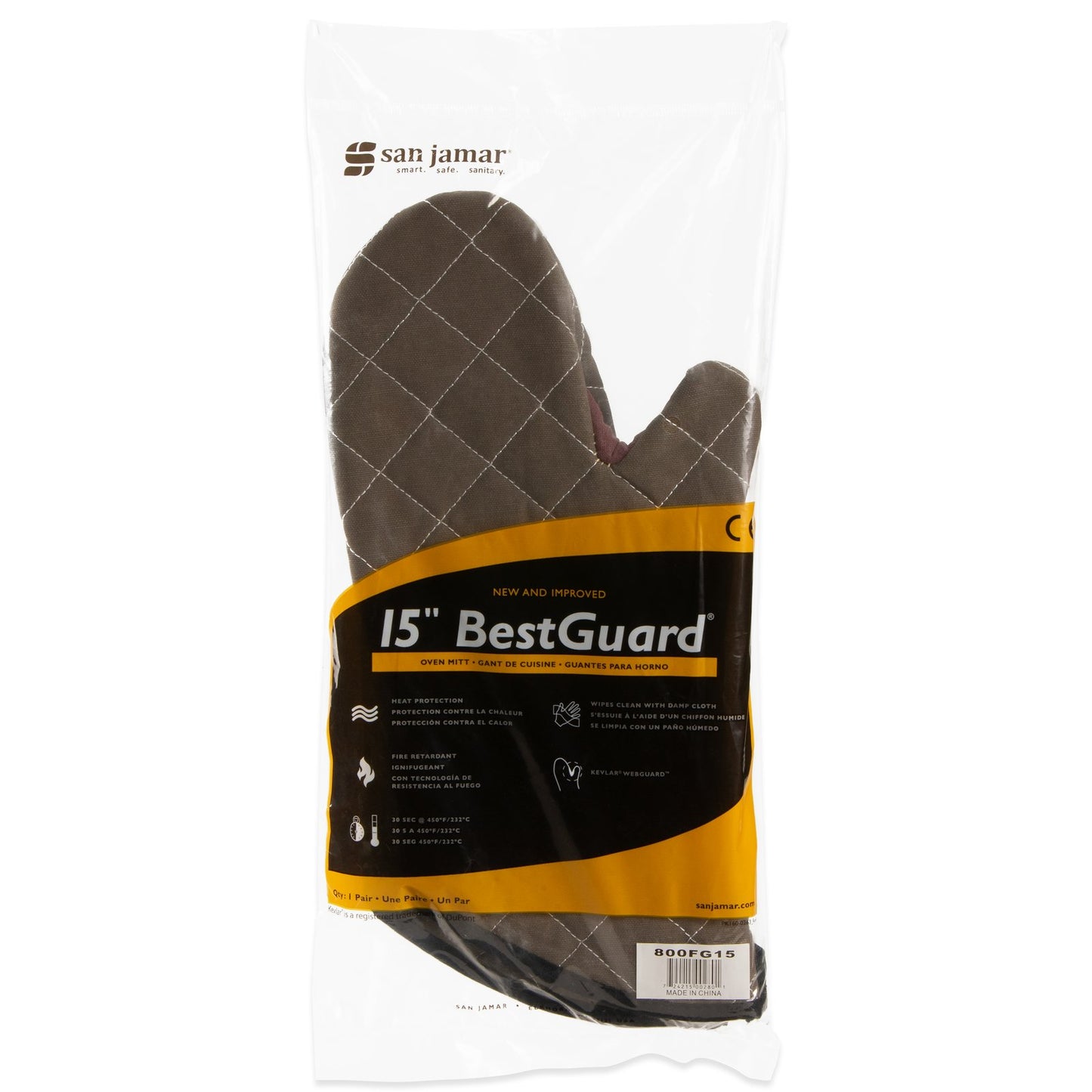 Carlisle 800FG15 15" Tan Cotton Blend Bestguard Ovenmitt