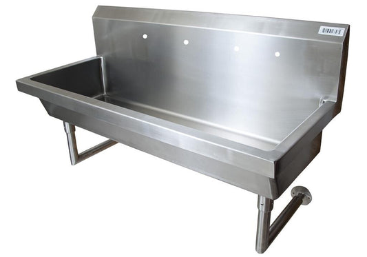 BK Resources MSHS-48W2 48" 2-Station Stainless Steel Wall-Mount Handwash Sink, 8" O.C. Splash Mount