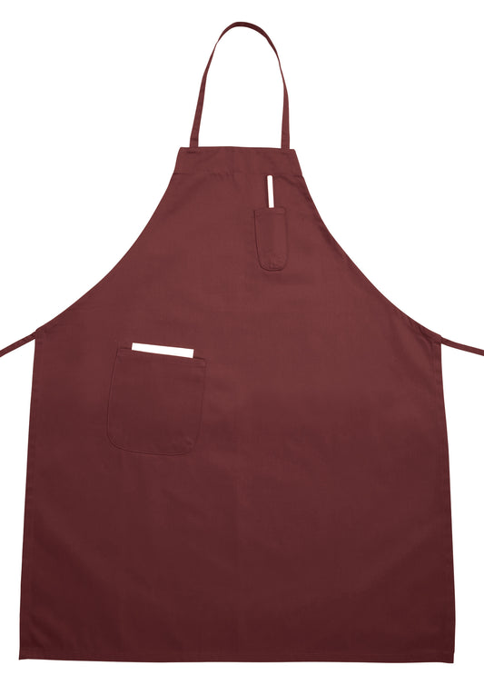 Winco BA-PBG Burgundy Full Length Bib Apron w/Pocket