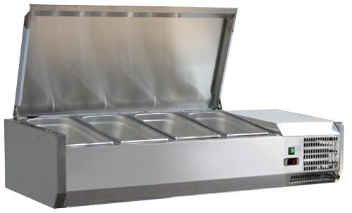Omcan 46658 46-inch Refrigerated Topping Rail with Stainless Steel Cover