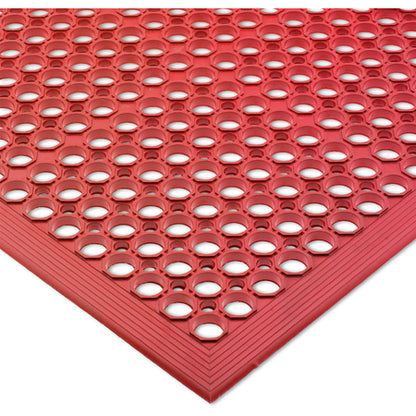 San Jamar KM1200 3' x 5' x 1/2" Red Rubber EZ-Mats Light Duty - Bevelled