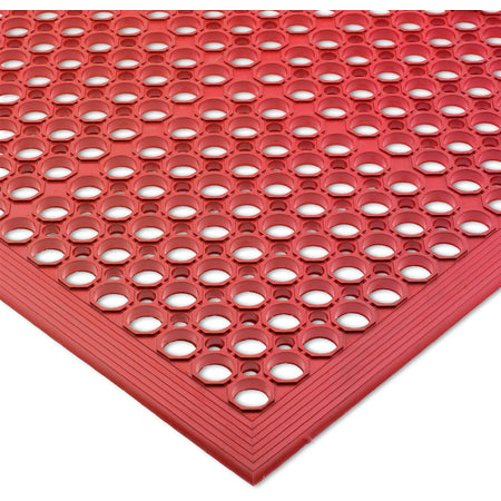 San Jamar KM1200 3' x 5' x 1/2" Red Rubber EZ-Mats Light Duty - Bevelled