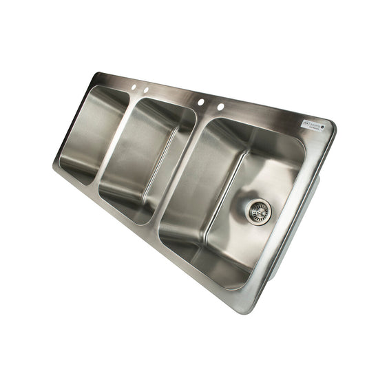 BK Resources DDI3-162012224 3-Compartment Stainless Steel Dropin Sink w/ 20L X 16W X 12D Bowls
