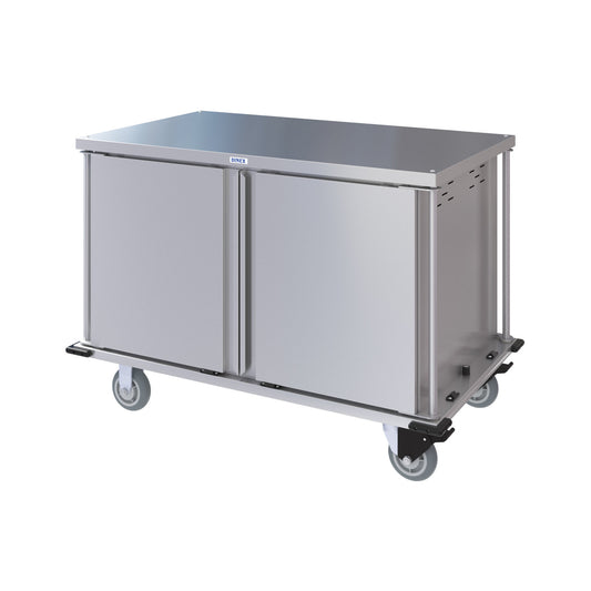 Dinex DXPTQC2T2DPT20 2 Trays Per Slide 20 Trays Double Door Stainless Steel Totally Quiet Compact Meal Delivery Cart