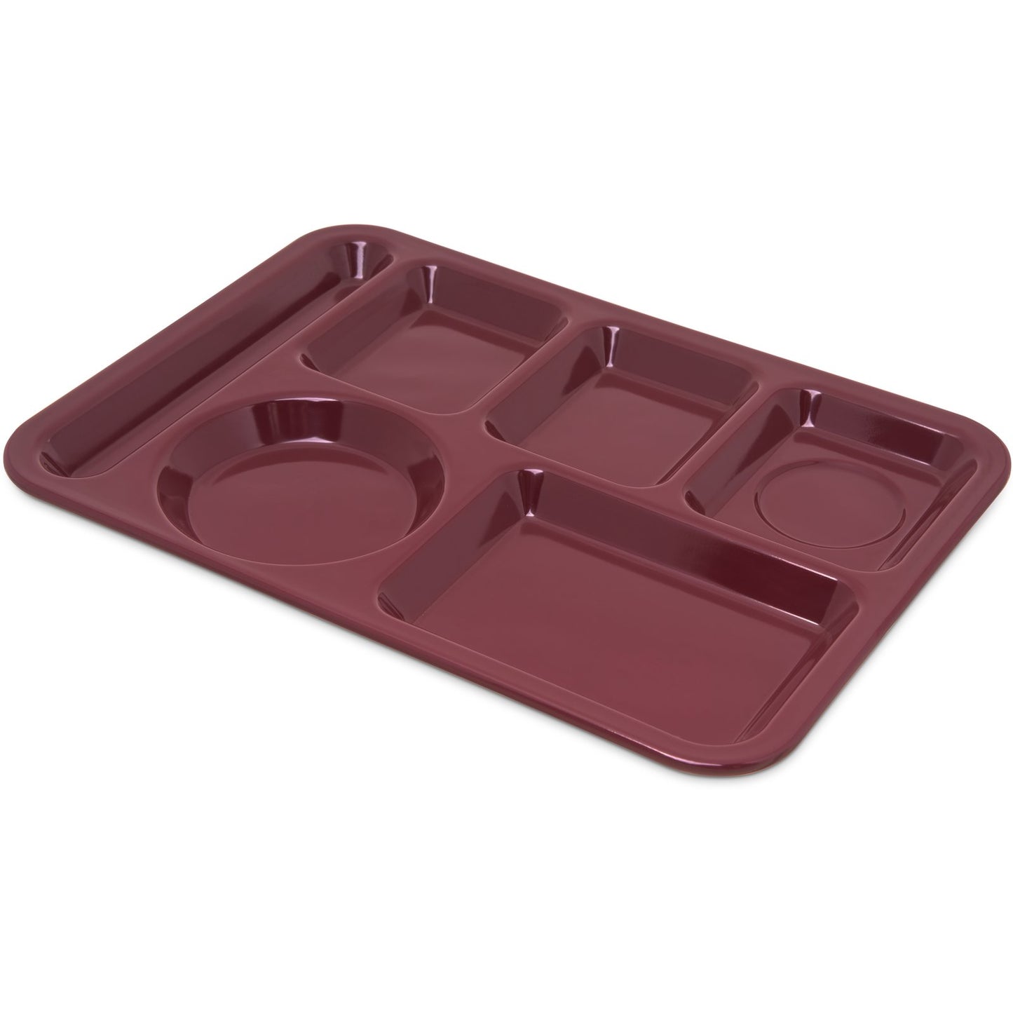 Carlisle 4398085 10" x 14" Dark Cranberry 6-Compartment Melamine Left-Hand Heavyweight Tray