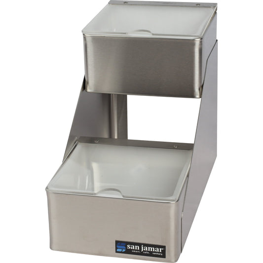 San Jamar B4702INL 2 Quart Stainless Steel Condiment Center with Notched Lid