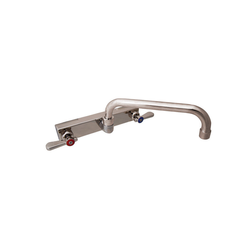 BK Resources EVO-8SM-10 Stainless Steel Evolution 8" Splash Mount Faucet, 10" Swing Spout