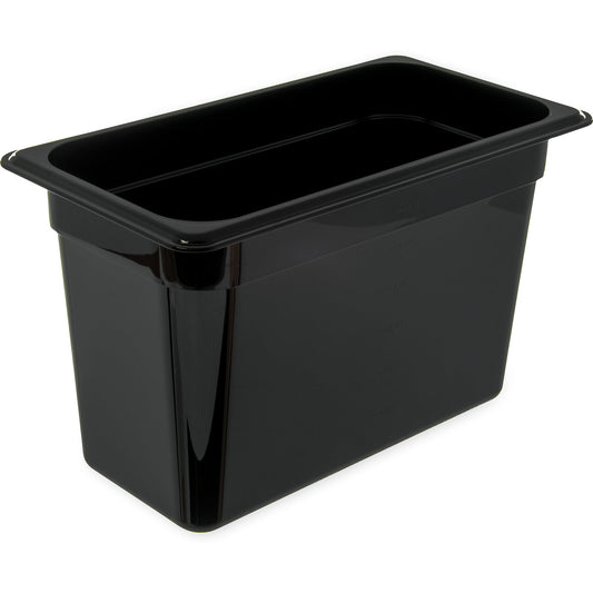 Carlisle 3066903 1/3 Size Black Polycarbonate StorPlus Food Pan, 8" Deep