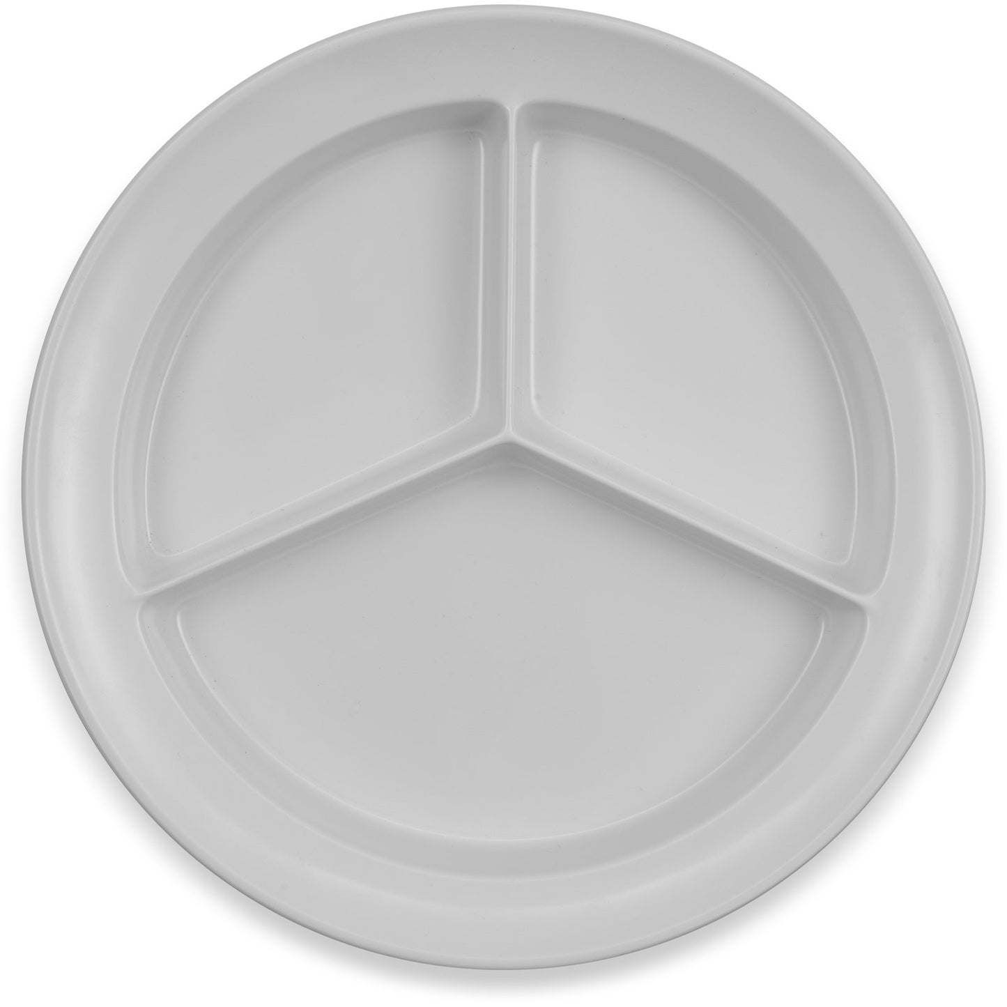 Carlisle KL20302 8.75" White 3-Compartment Kingline Melamine Deep Plate