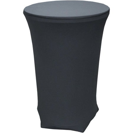 Snap Drape CN420CT3042014 30" x 42" Black 88% Polyester/12%Spandex Blend Contour Bar Height Table Cover