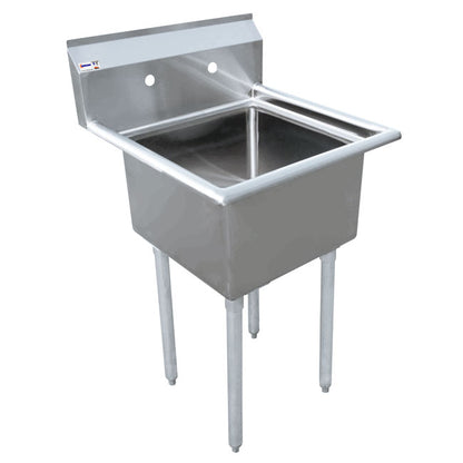 Omcan 43761 18" x 18" x 11" One Tub Sink with 3.5" Center Drain and Left Drain Board